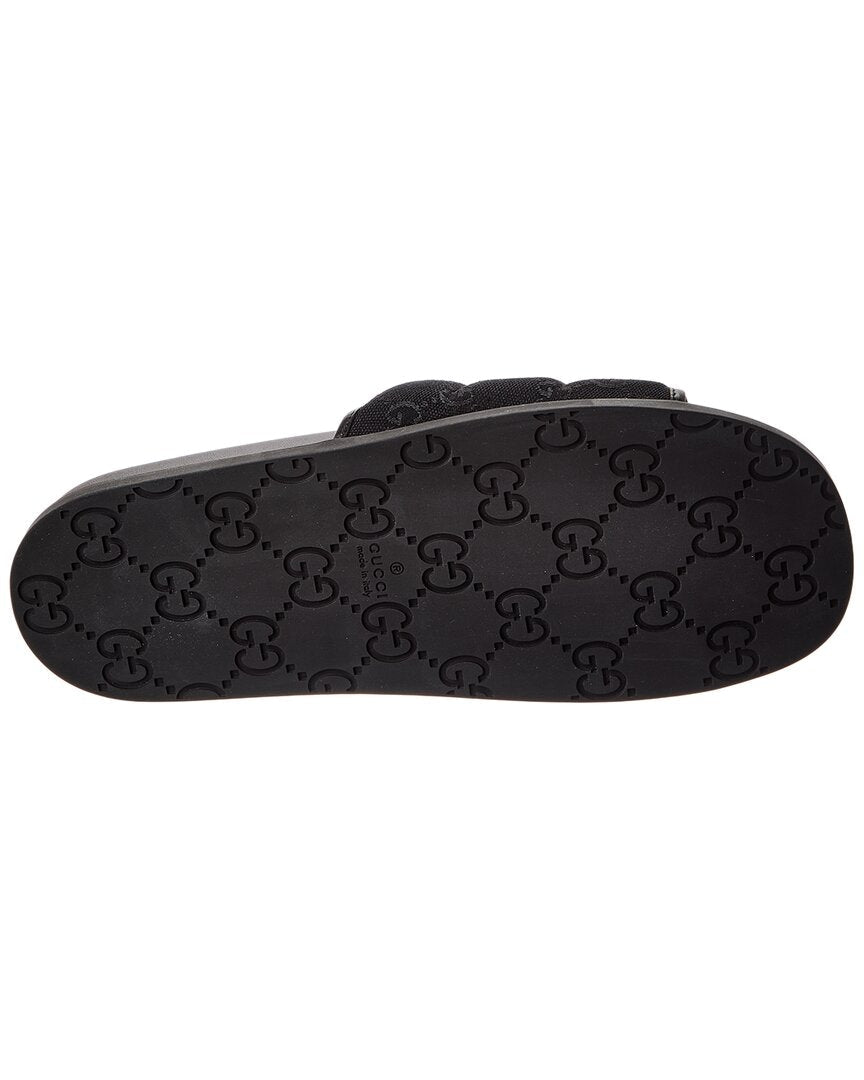 Gucci Gg Canvas & Leather Slide