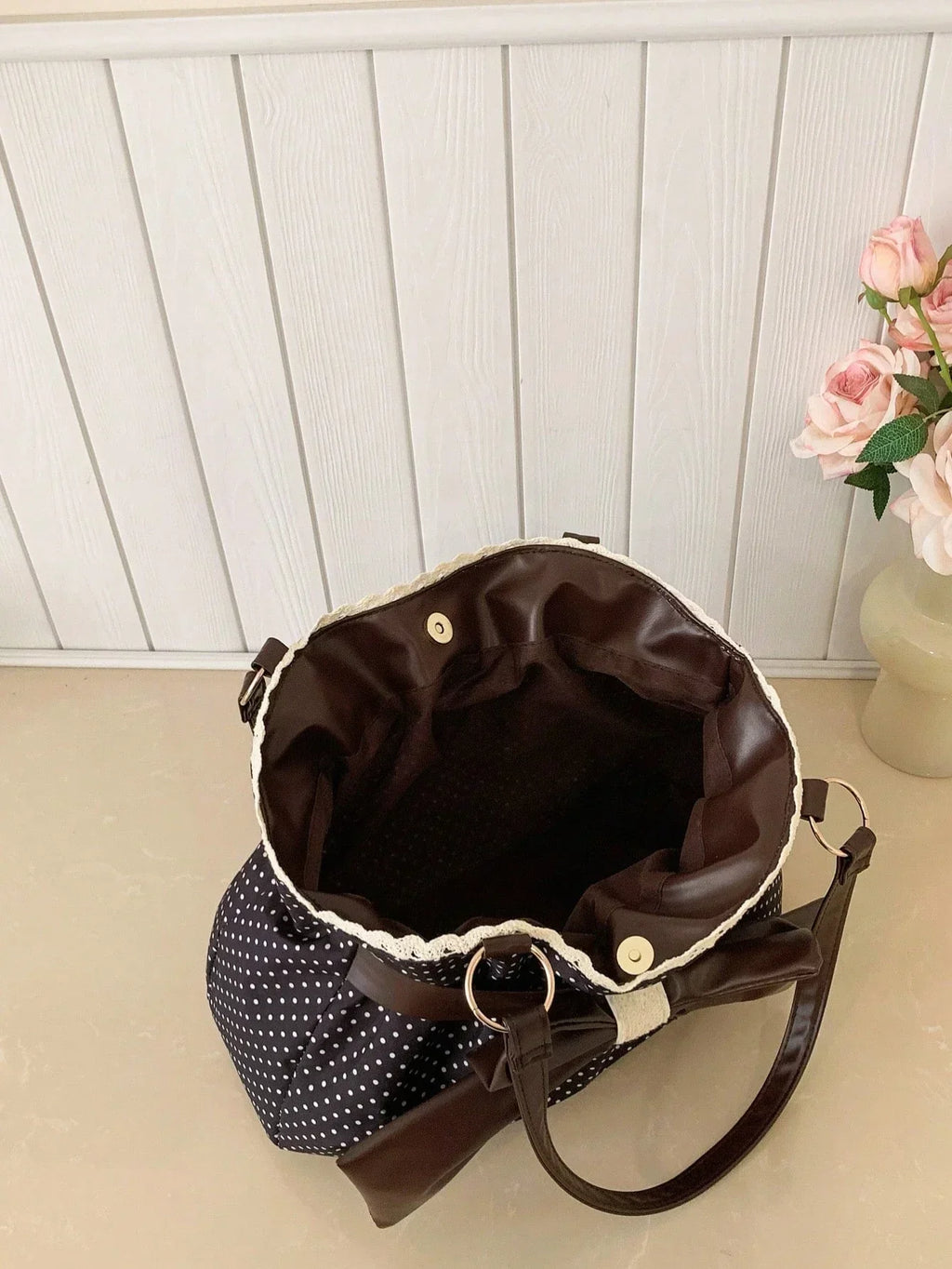 Large Polka Dot Ruffle Tote Bag