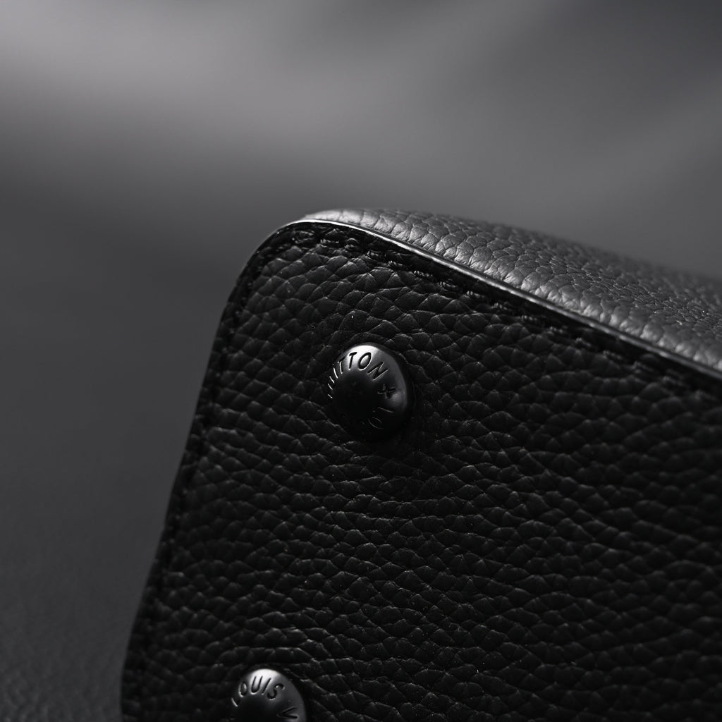 Louis Vuitton Black Grain Leather Mini Top Handle Bag With Chain Strap