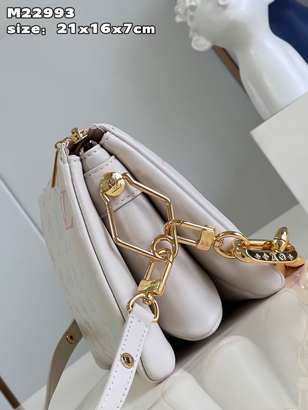 LV Coussin BB Monogram Canvas Shoulder Crossbody Bag with Chain Strap and Milkway Pastel Colors (20 x 16 x 7) cm
