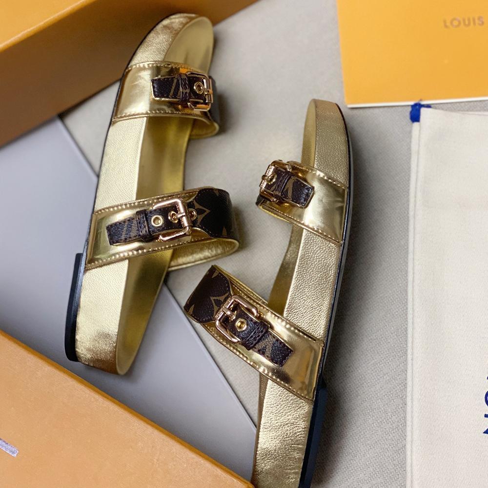 Louis Vuitton Gold Bom Dia Flat Mule