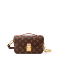 LV Pochette Métis East West Monogram Canvas Handle Crossbody Bag with Chain Strap and Leather Trim (21.5 x 13.5 x 6) cm