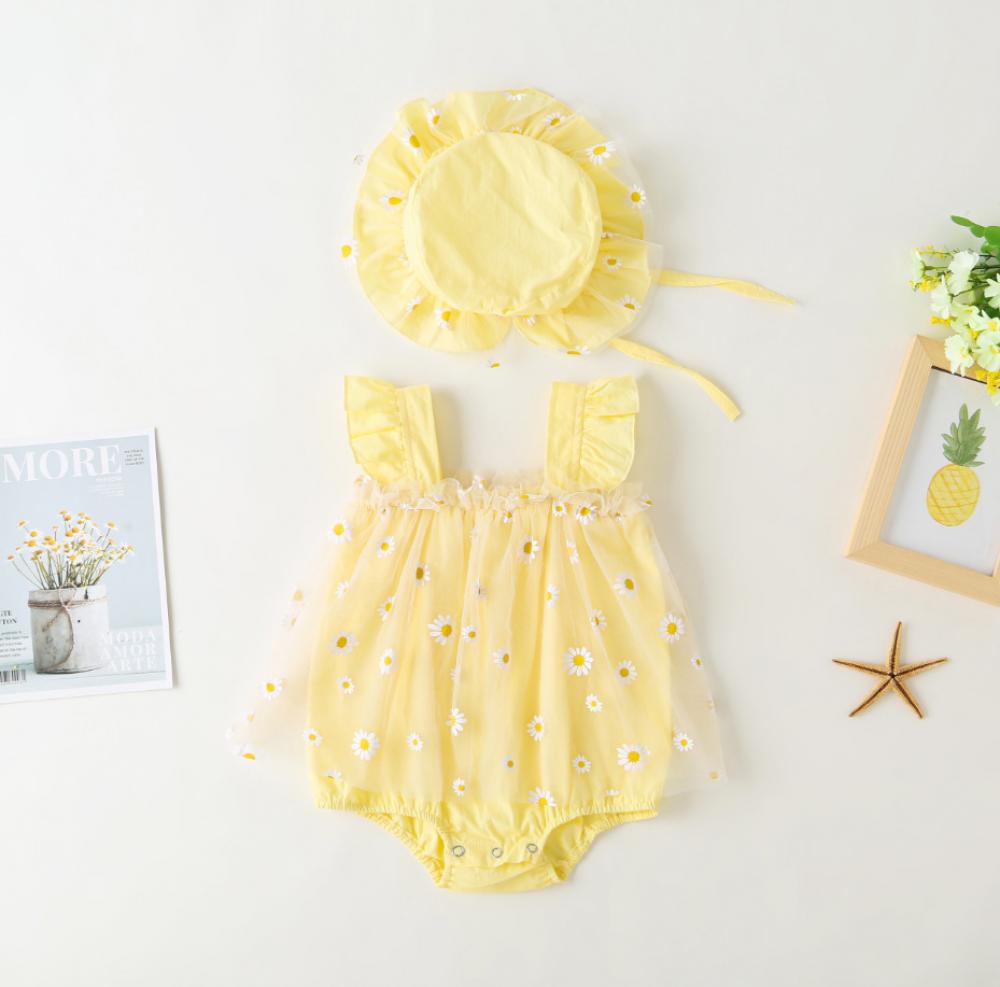 Summer Girl Baby Triangle romper Little Kid Princess Mesh Skirt with Hat Wholesale Baby Clothing